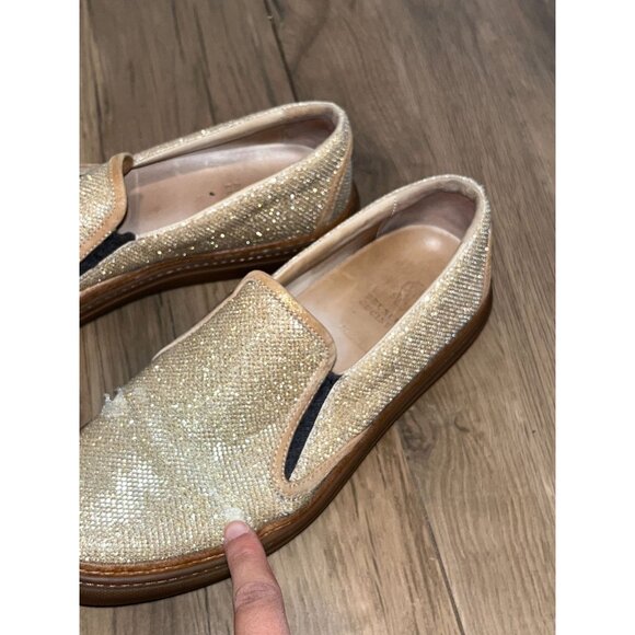 Brunello Cucinelli Metallic Gold Slip On Loafers Womens shoes 37.5 - Picture 5 of 10